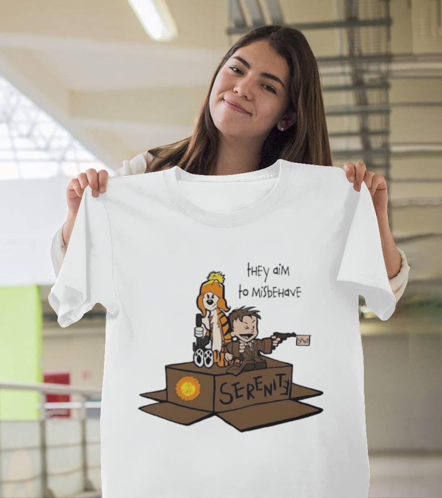 Malvin And Cobbes Serenity Hey Aim To Misbehave Box Gun Drawing T-Shirt