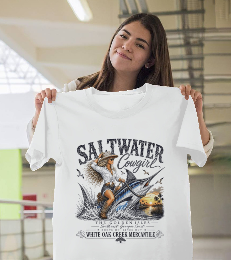 Saltwater Cowgirl The Golden Isles Southern Dream Coast White Oak Creek Mercantile T-Shirt