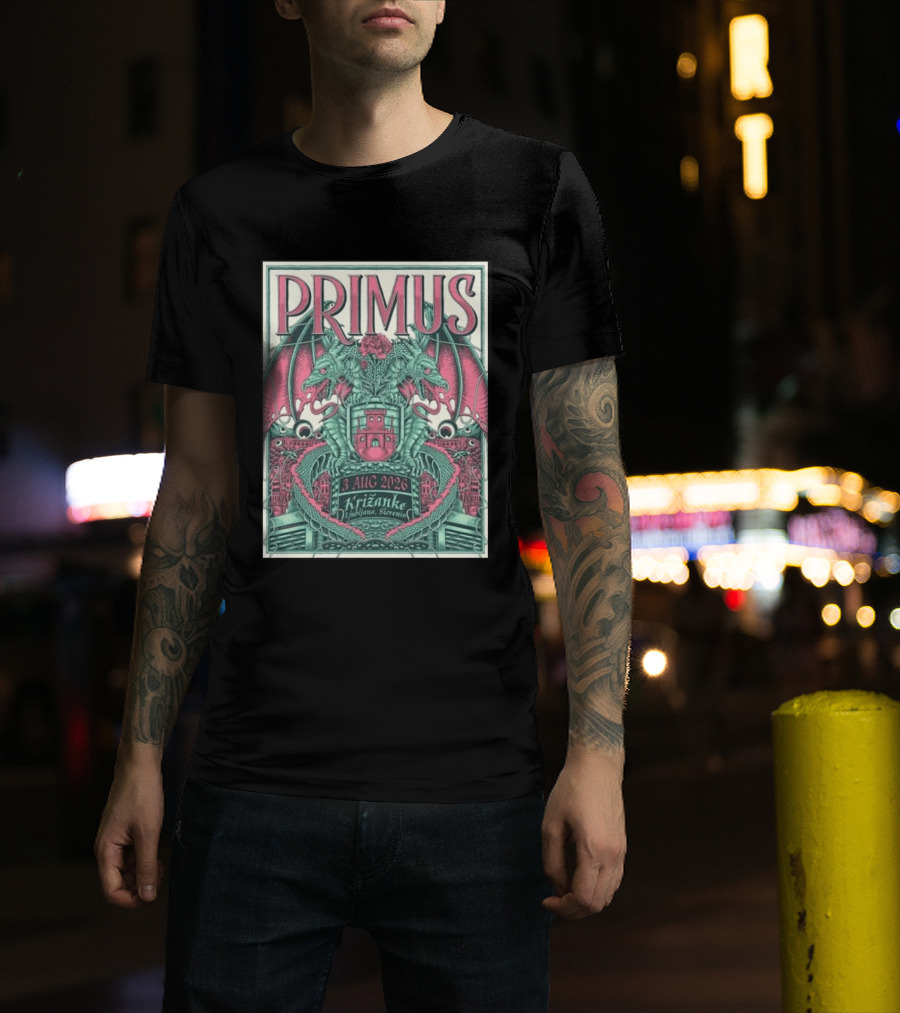 PRIMUS 3 Aug 2026 Križanke Ljubljana Slovenia Dragon T-Shirt