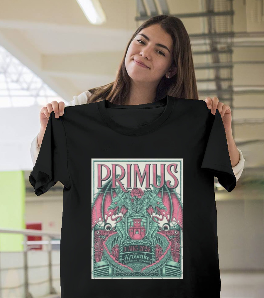 PRIMUS 3 Aug 2026 Križanke Ljubljana Slovenia Dragon T-Shirt