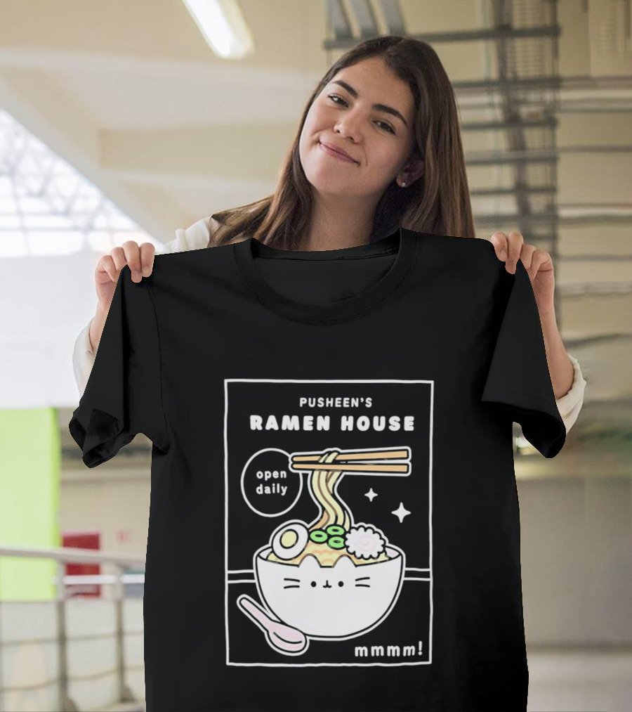 Pusheen's Ramen House Open Daily Noodles Kawaii Mmmm T-Shirt