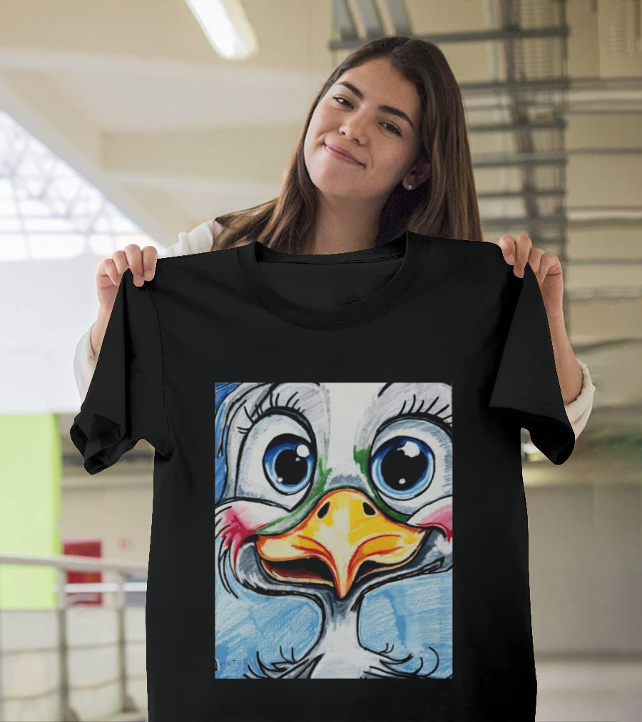 Swoopy The Charming Seagull By Viktor With Big Blue Eyes And Colorful Beak T-Shirt