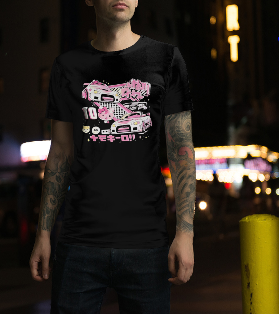 Hello Kitty Pink Racing Car Aesthetic JDM !! 10 Racing Cats T-Shirt