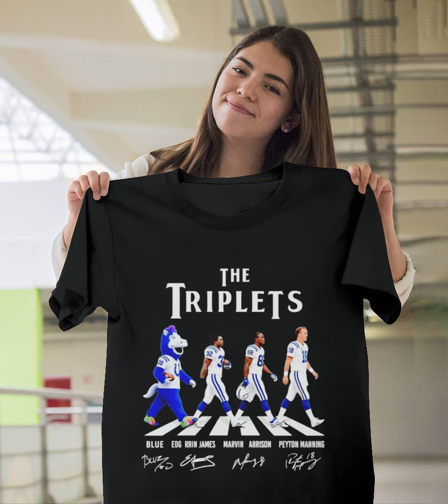 The Triplets Blue Edgerrin James Marvin Harrison Peyton Manning Indianapolis Colts T-Shirt