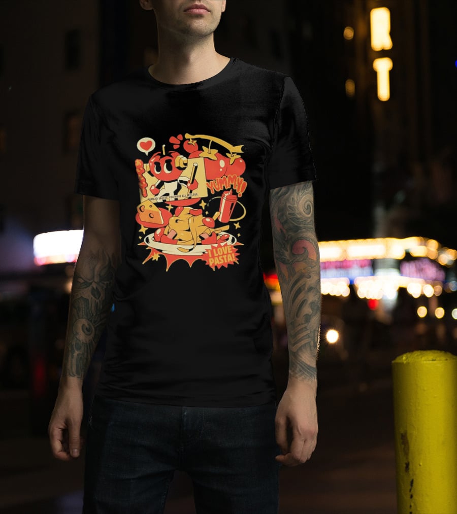 Tomato Sauces Yummy I Love Pasta With Cheese And Heart T-Shirt