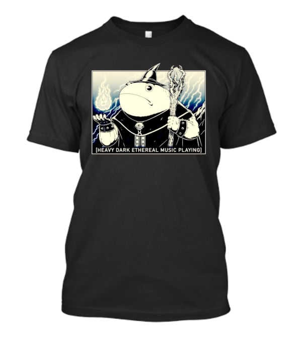 Wizard Frog With Staff And Magic Energy Heavy Dark Ethereal Music Playing T-Shirt