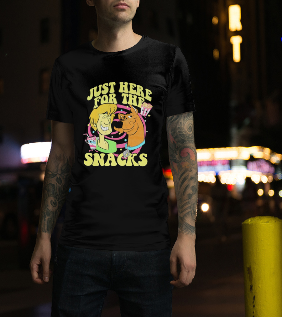 Scooby Doo Shaggy Just Here For The Snacks Popcorn Fun T-Shirt