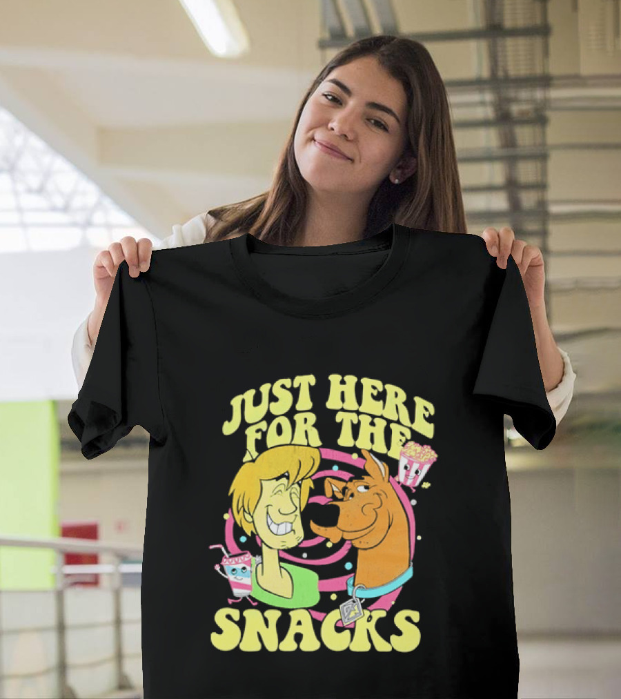 Scooby Doo Shaggy Just Here For The Snacks Popcorn Fun T-Shirt