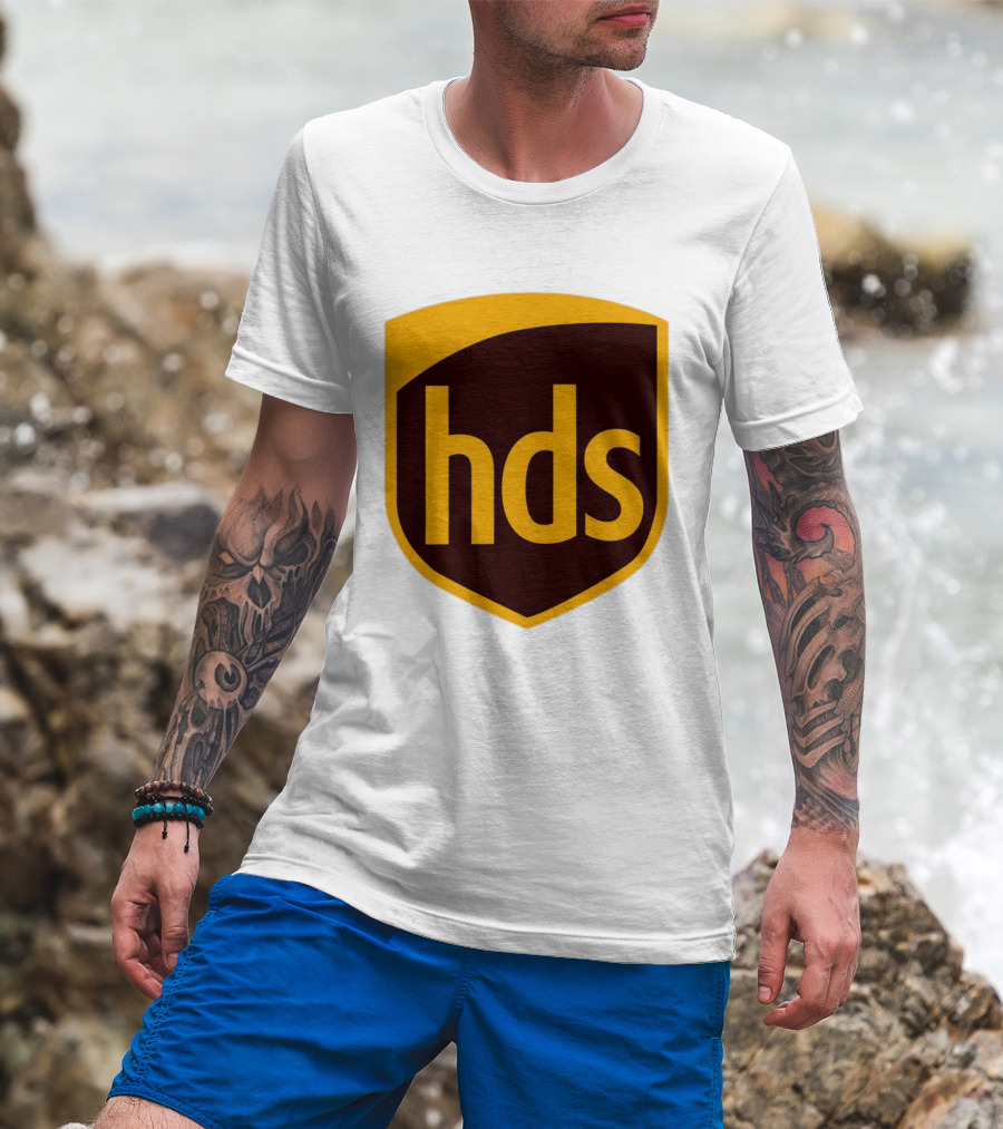 HDS Shield Emblem Brown And Yellow Branding T-Shirt