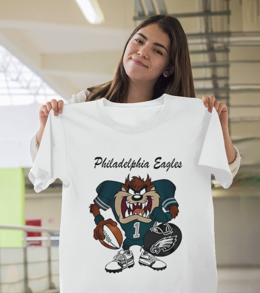 Philadelphia Eagles Taz Tasmanian Devil Football Player Cartoon T-Shirt