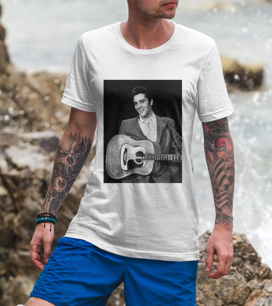 Elvis Presley Rock And Roll Iconic 1956 Style With Guitar T-Shirt