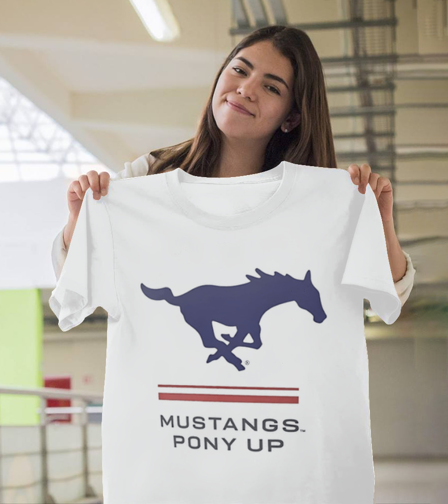 Southern Methodist University Mustangs Pony Up Text And Horse T-Shirt