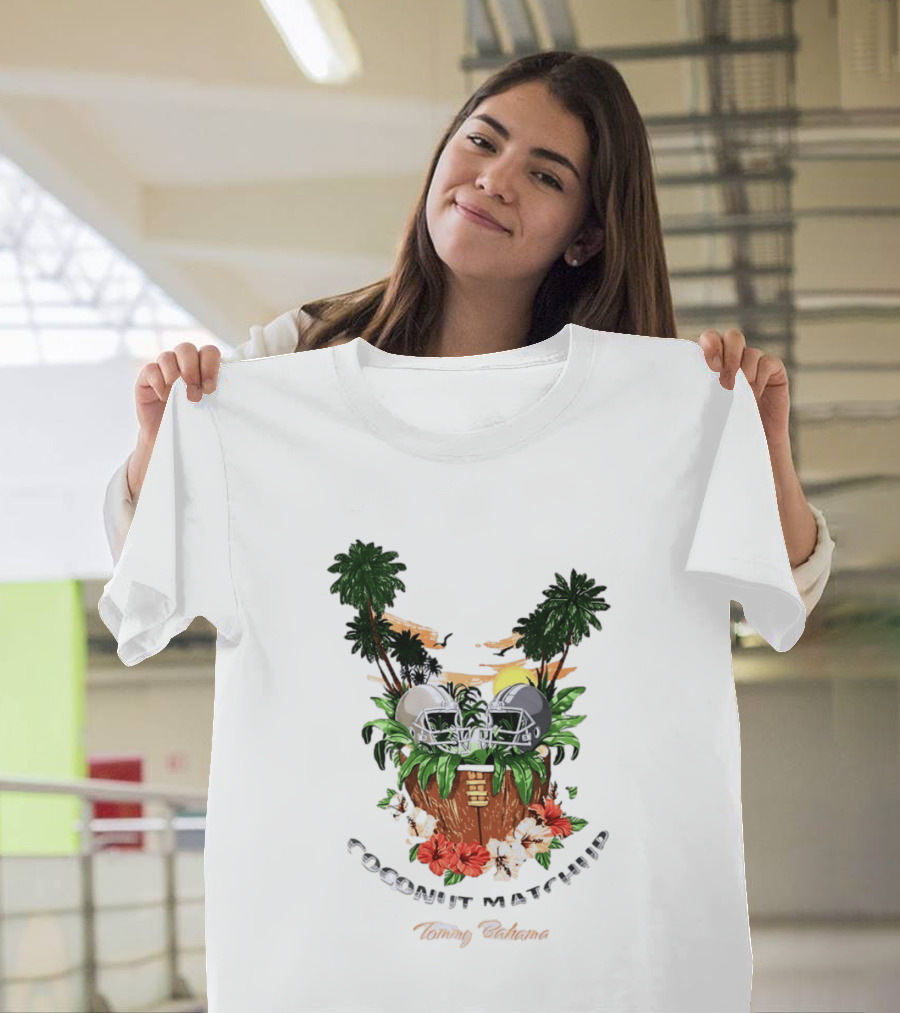 Tommy Bahama Coconut Matchup Football Tropical Palms Helmets Hibiscus T-Shirt