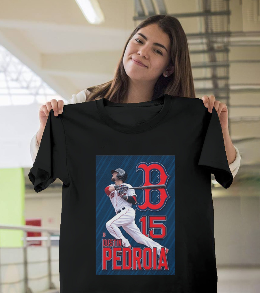 Dustin Pedroia Boston Red Sox 15 MLB Baseball Action T-Shirt