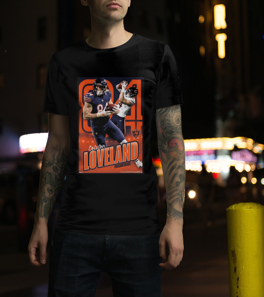 Colston Loveland 84 Chicago Bears Football Action T-Shirt