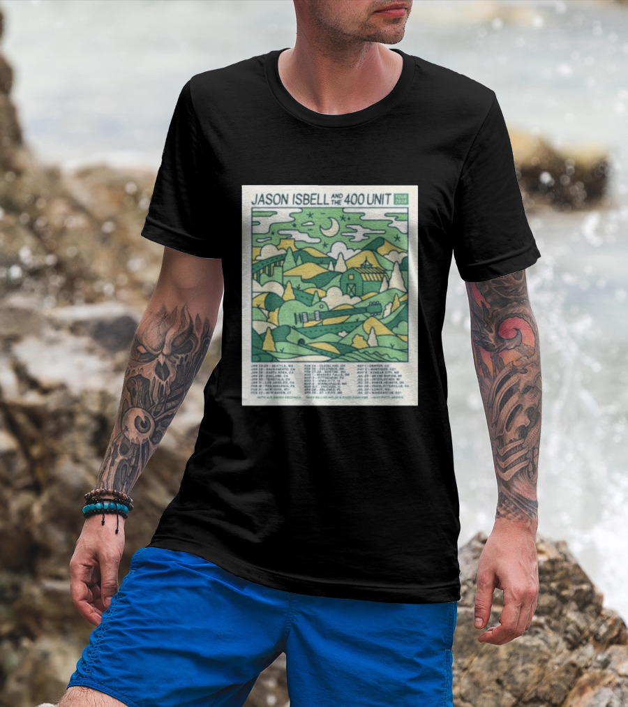 Jason Isbell And The 400 Unit Tour 2026 January 23 24 Seattle Wa Jan 26 Sacramento Ca Nostalgic 2026 Countryside Landscape T-Shirt