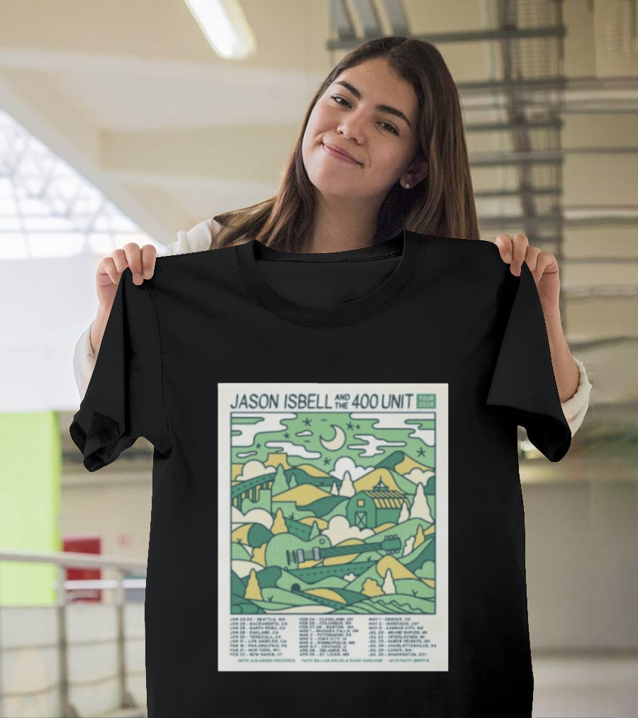 Jason Isbell And The 400 Unit Tour 2026 January 23 24 Seattle Wa Jan 26 Sacramento Ca Nostalgic 2026 Countryside Landscape T-Shirt