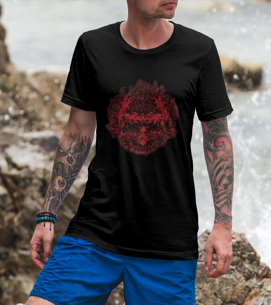 Daze Store Bloodshed Skull Red Floral Skull T-Shirt