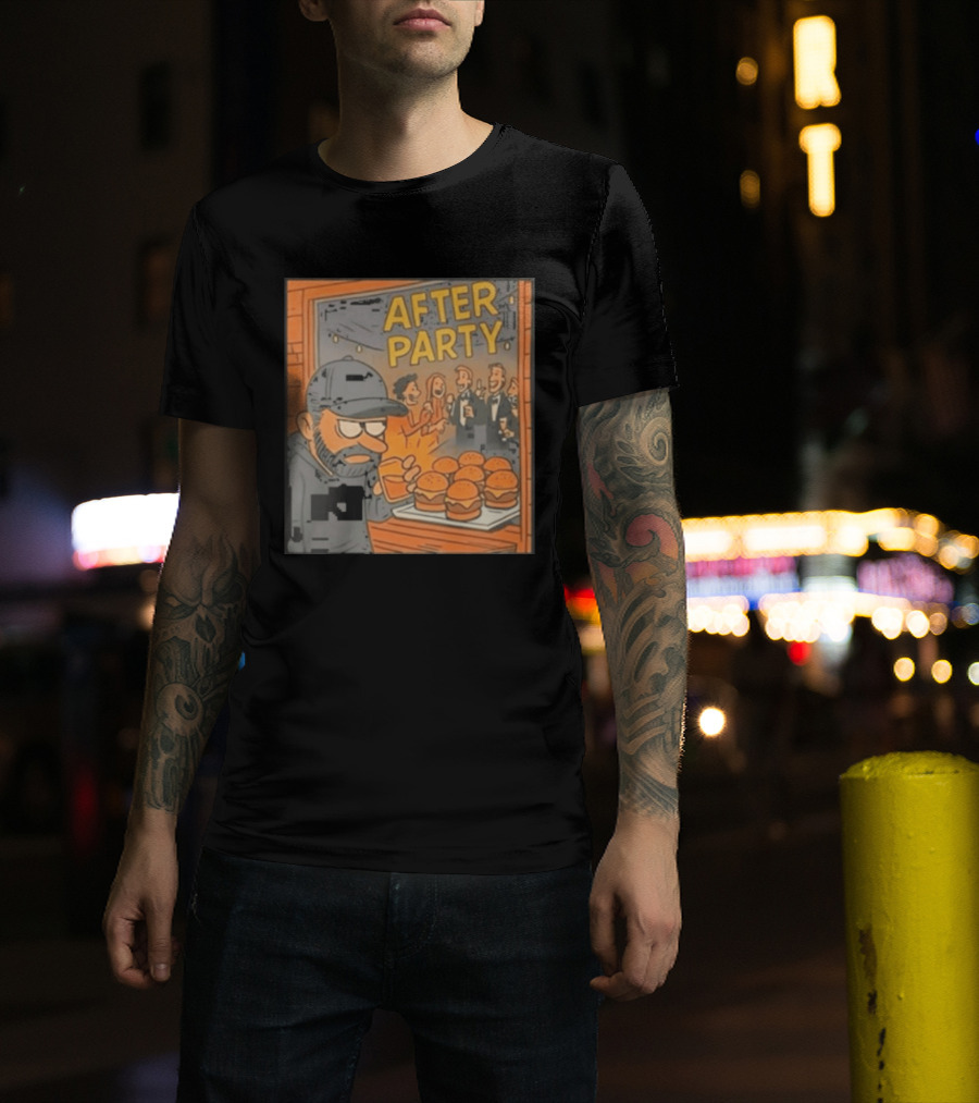 After Party Burger Cartoon With Drink In Hand T-Shirt