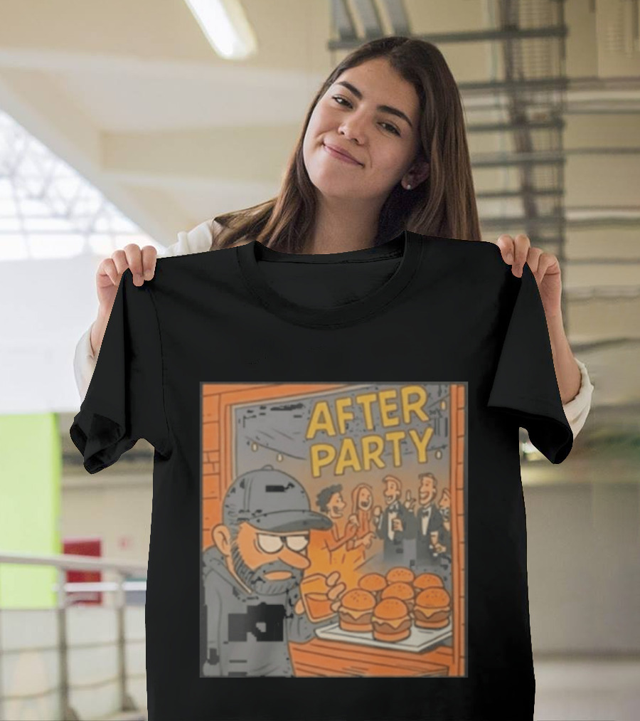 After Party Burger Cartoon With Drink In Hand T-Shirt