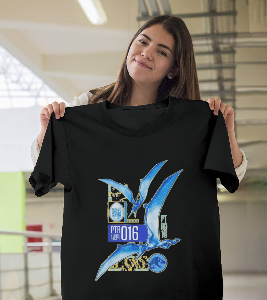 PTR 016 Pterodactyl Dinosaur Prehistoric QR Code Rex T-Shirt