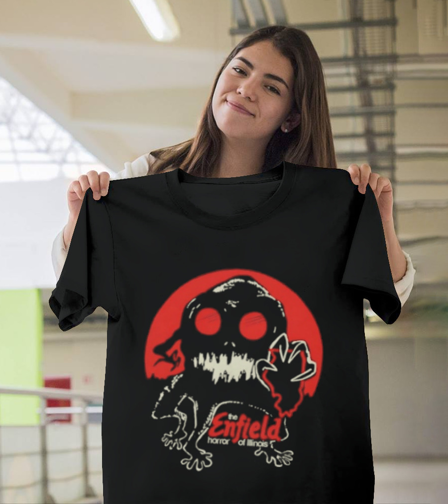 Enfield Horror Cryptid Creature Illustration With Red Circle T-Shirt