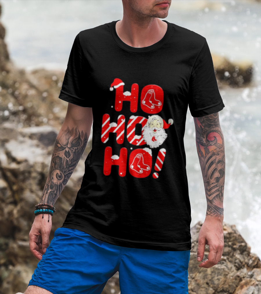 Boston Red Sox Santa Claus Ho Ho Ho Merry Christmas T-Shirt