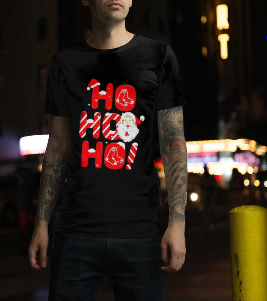 Boston Red Sox Santa Claus Ho Ho Ho Merry Christmas T-Shirt