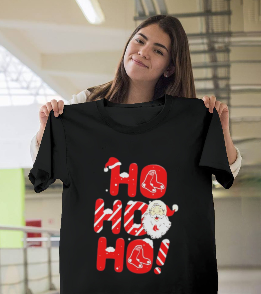 Boston Red Sox Santa Claus Ho Ho Ho Merry Christmas T-Shirt