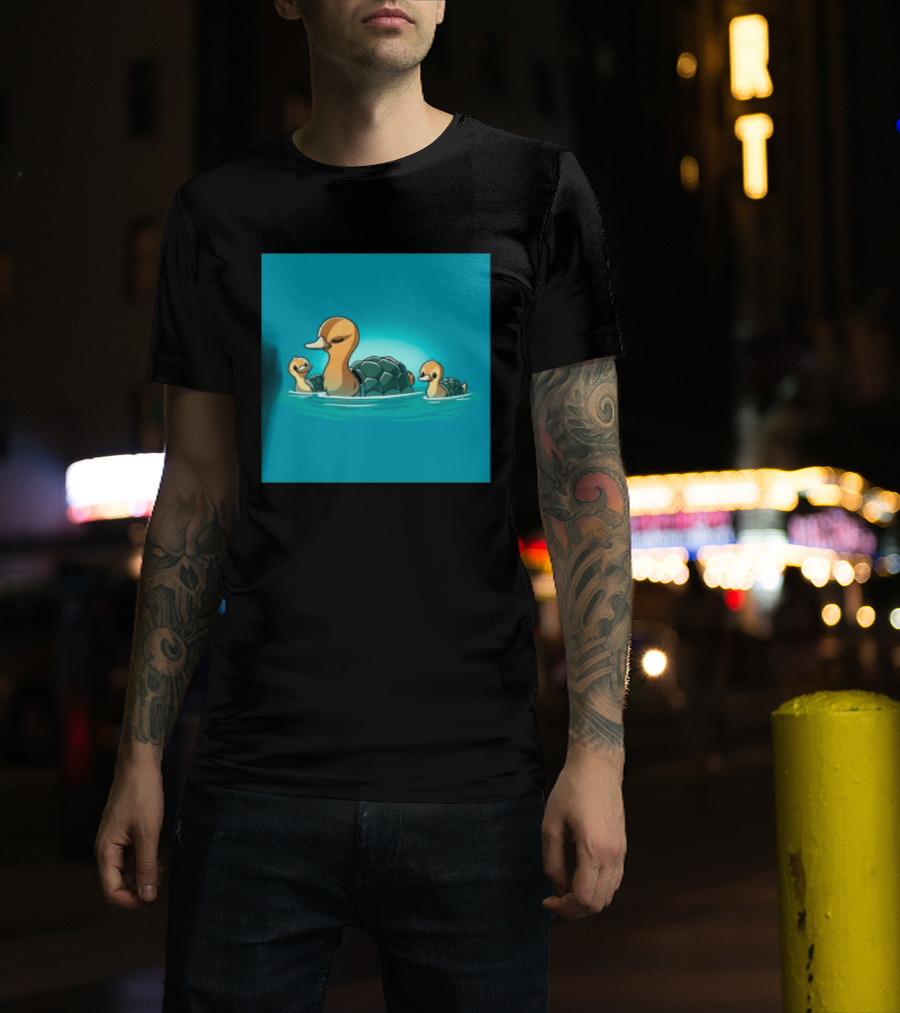 Turtle Ducks Swimming Cute Playful Hybrid Creatures T-Shirt