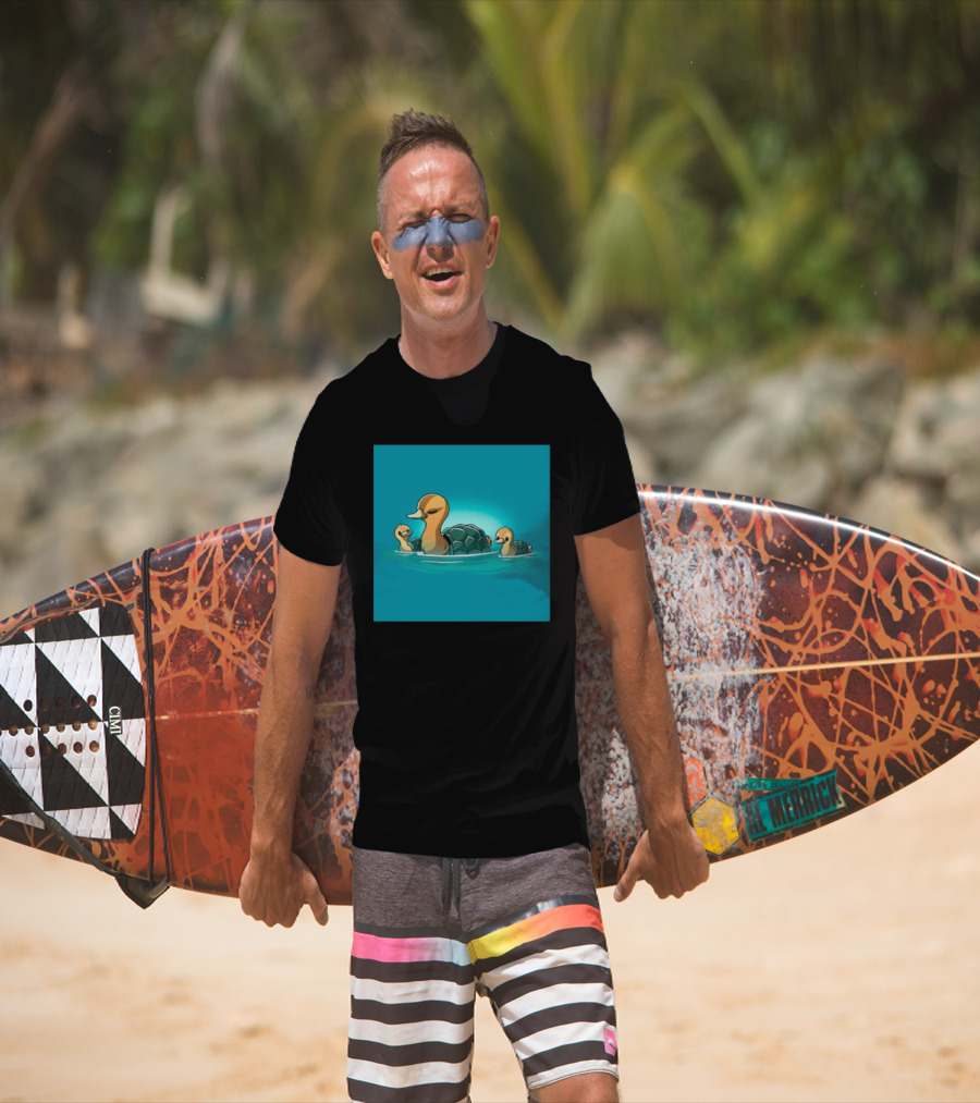 Turtle Ducks Swimming Cute Playful Hybrid Creatures T-Shirt