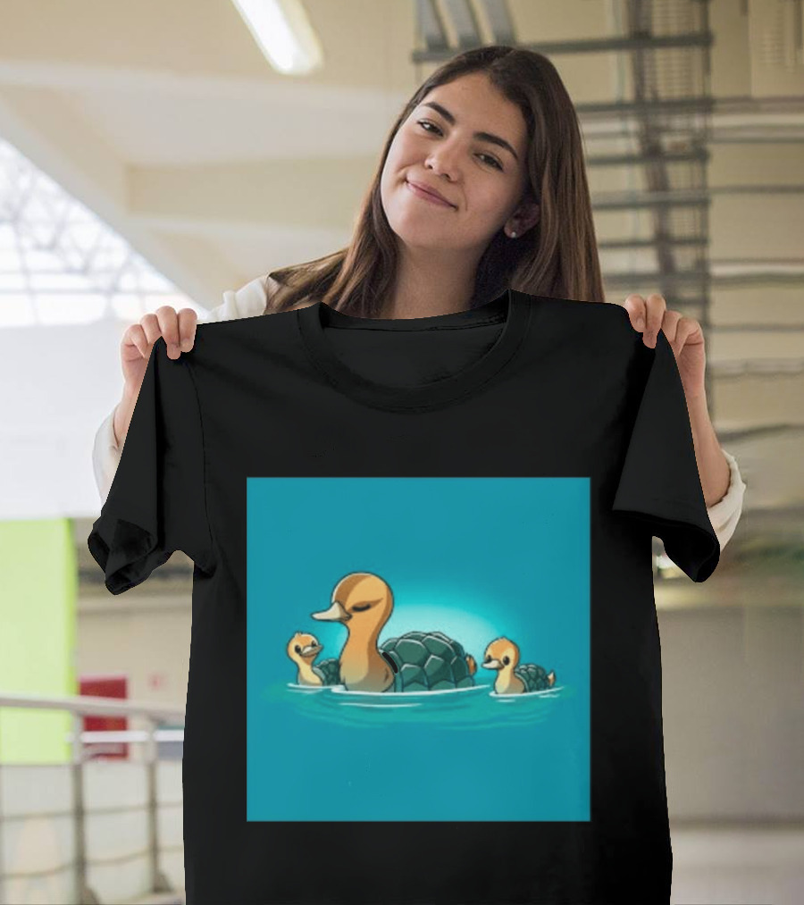 Turtle Ducks Swimming Cute Playful Hybrid Creatures T-Shirt