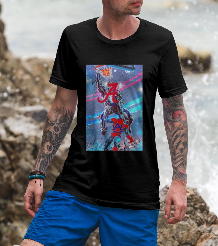 Alabama Crimson Tide Venom Dunking On Auburn Tigers Spider Basketball Rivalry T-Shirt