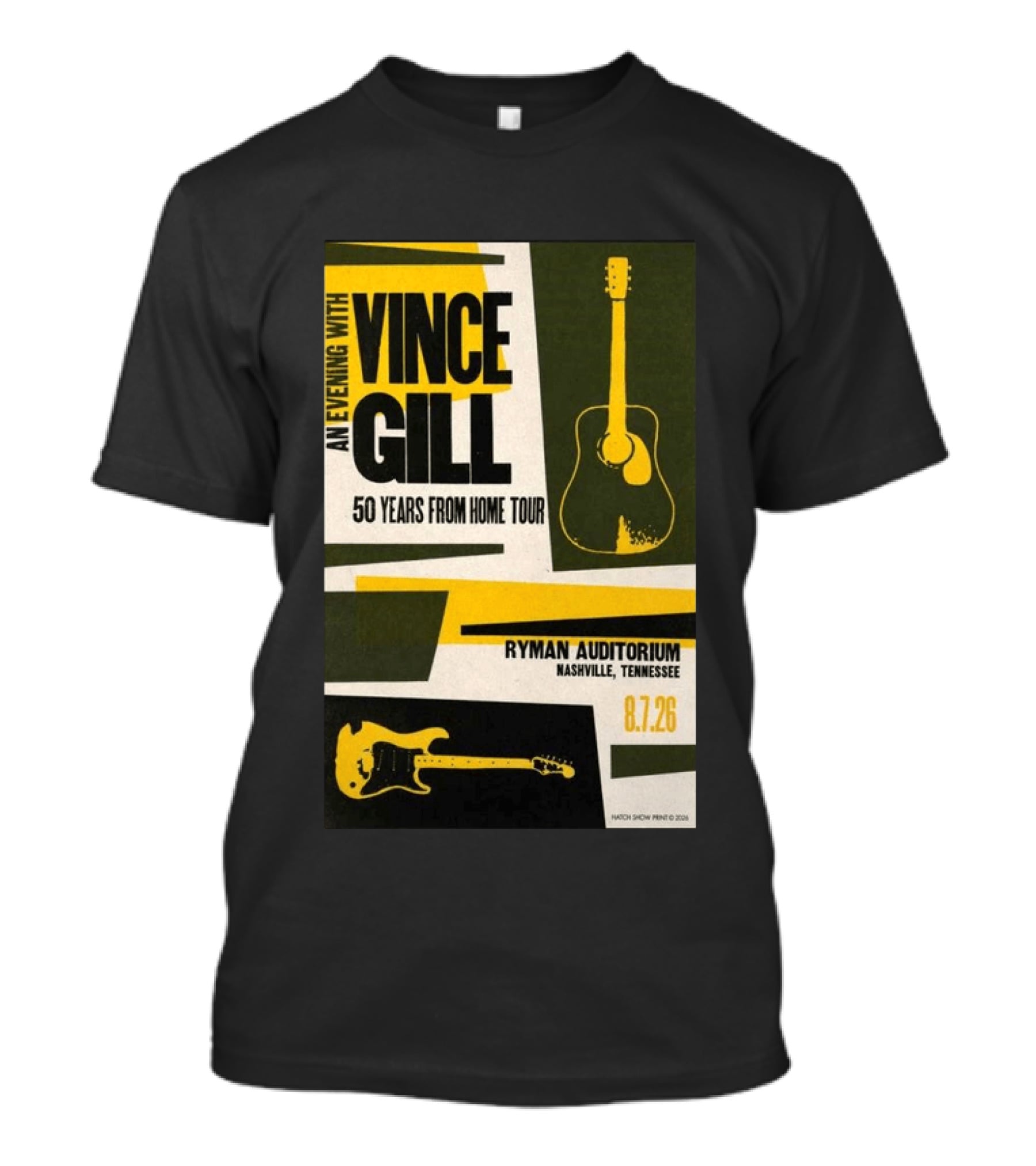 An Evening With Vince Gill 50 Years From Home Tour Ryman Auditorium Nashville August 7 2026 T-Shirt