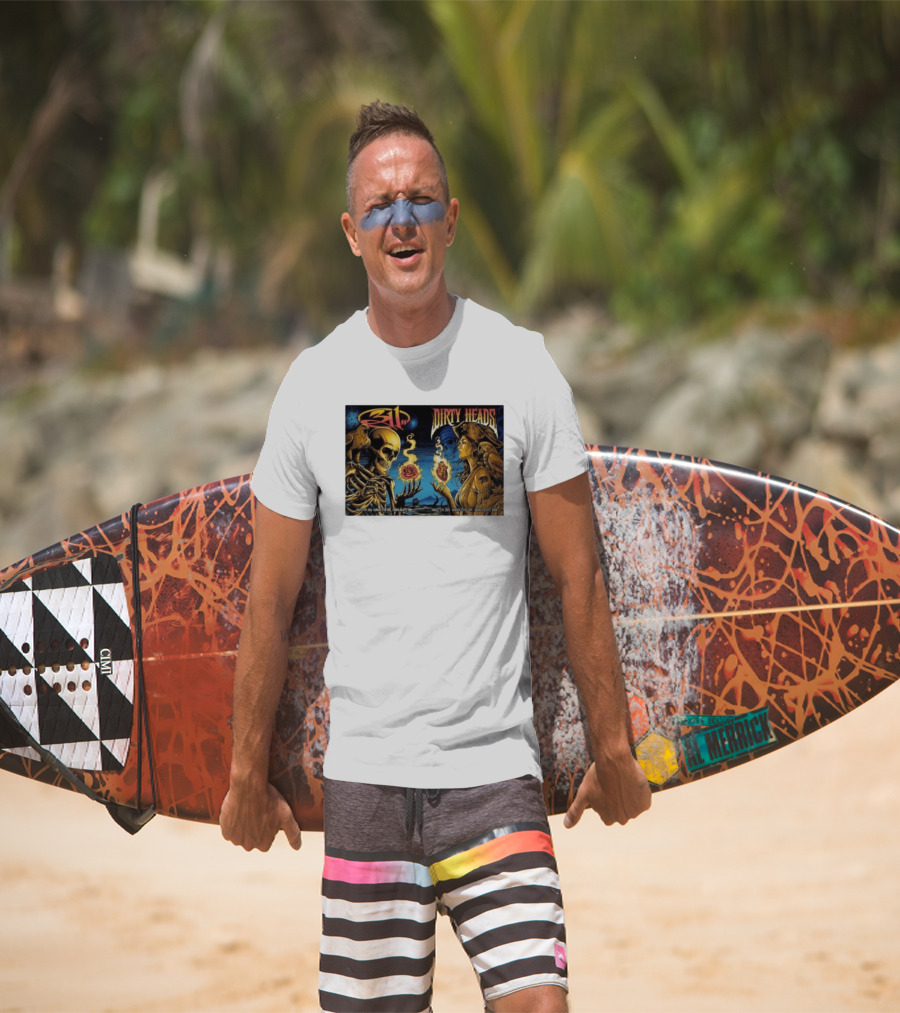 311 X Dirty Heads August 5 2026 Council Bluffs Iowa Harrah's Stir Cove Exclusive Set Skeleton Pirate Roses T-Shirt