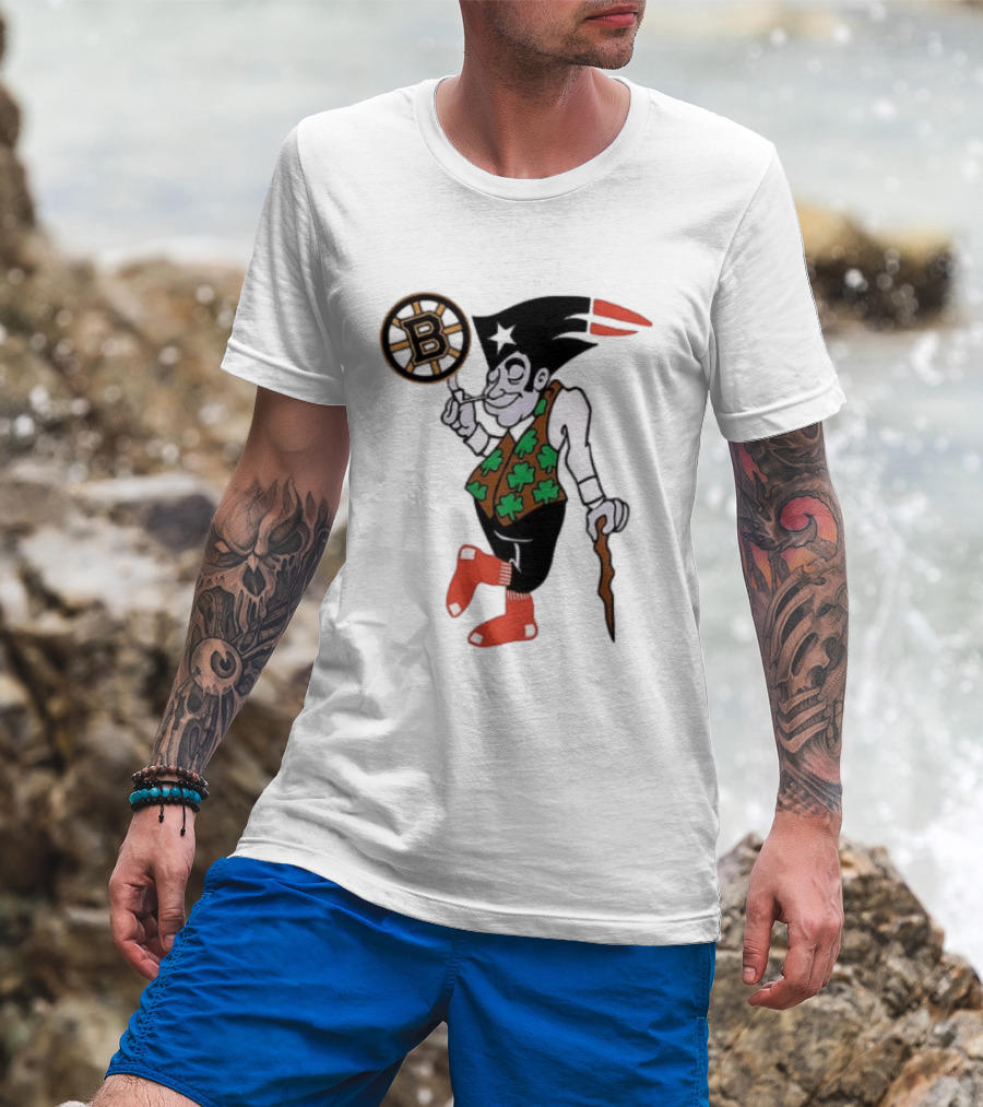 Boston All Sport Team Vintage Mascot With Clover And Cane T-Shirt