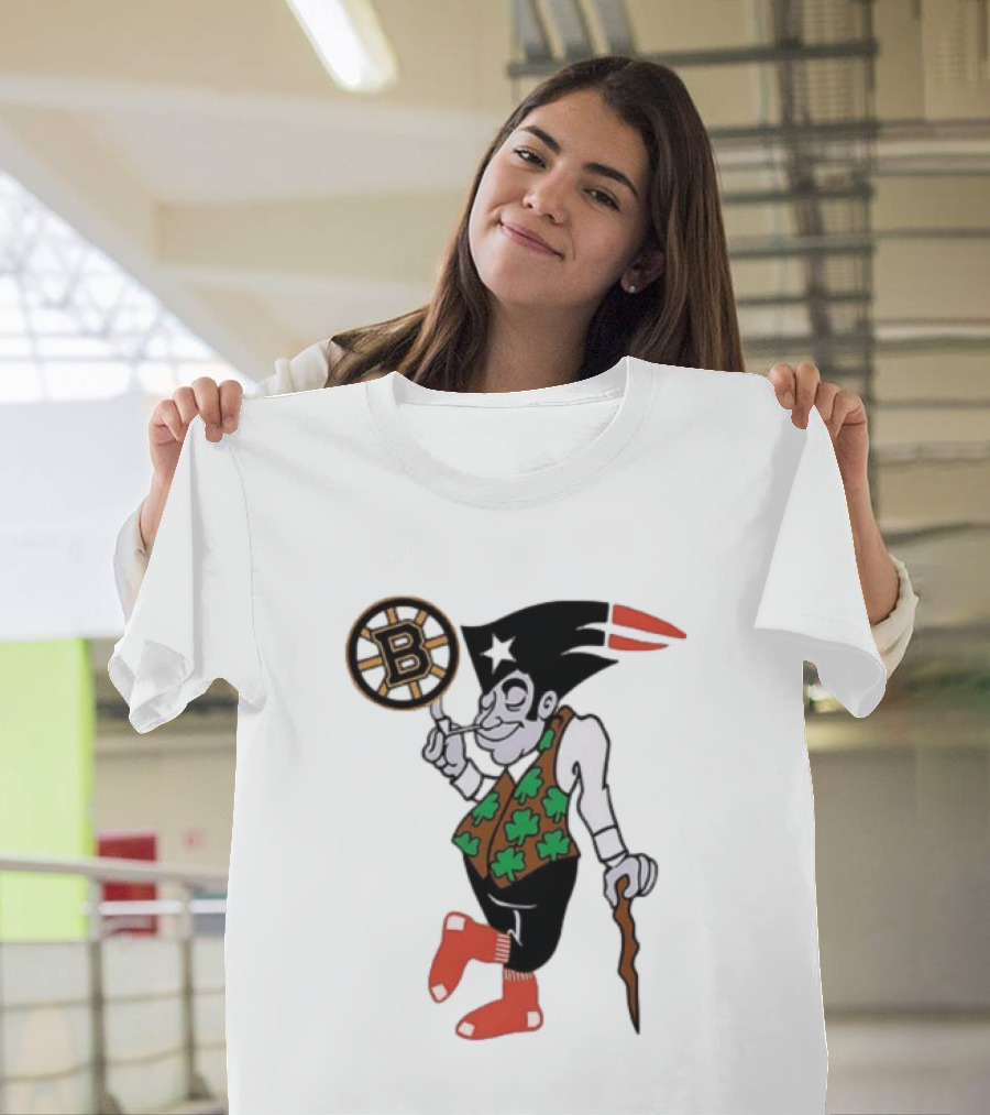 Boston All Sport Team Vintage Mascot With Clover And Cane T-Shirt