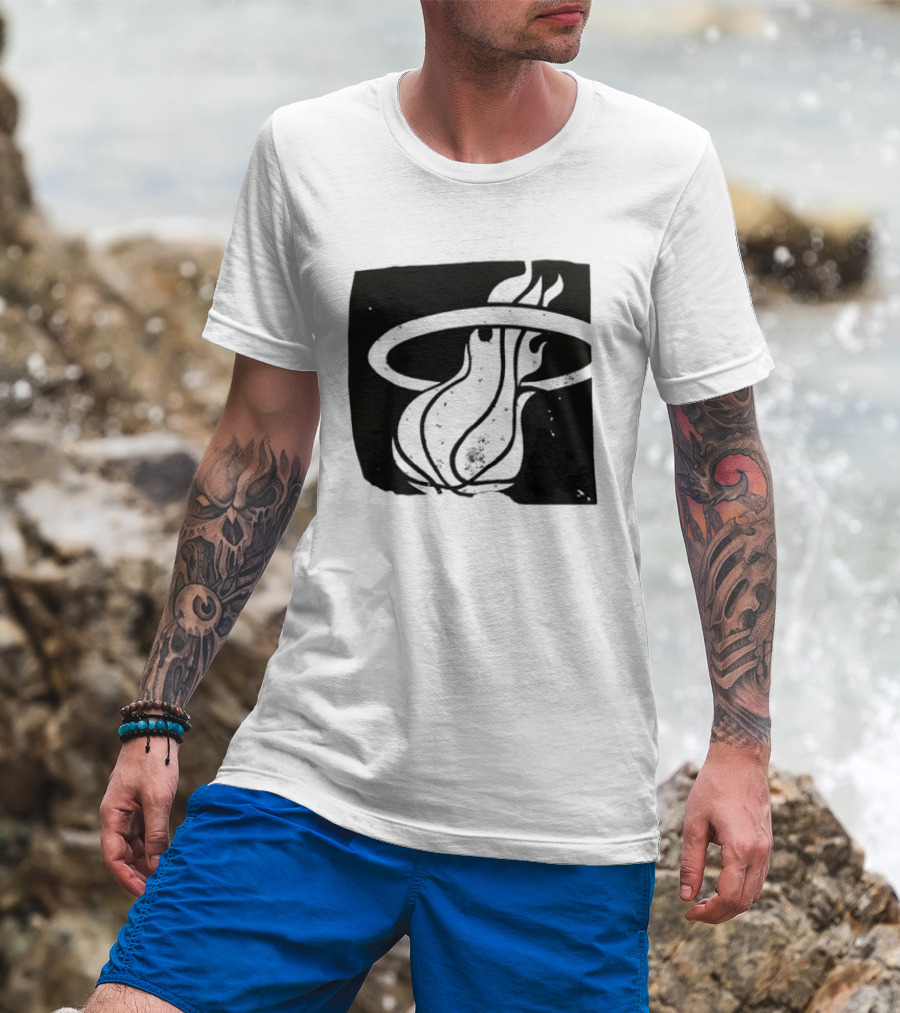 Miami Heat Basketball NBA Iconic Flaming Ball T-Shirt