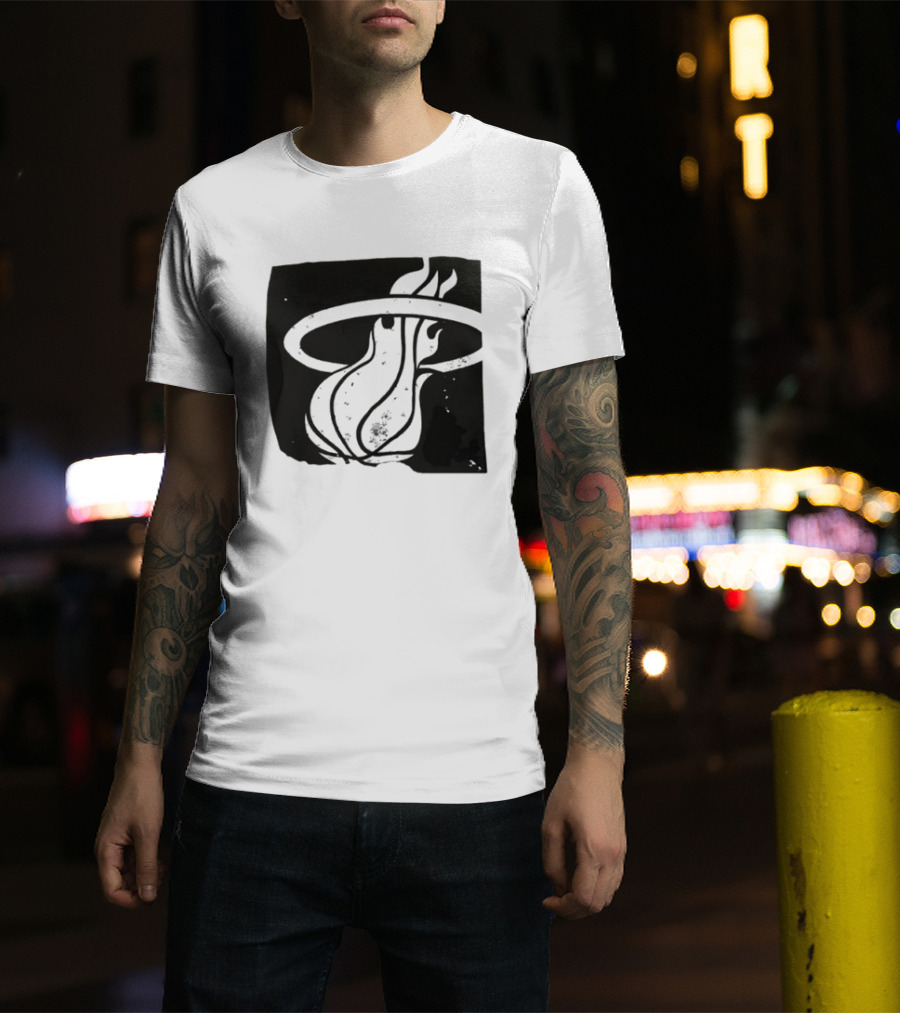 Miami Heat Basketball NBA Iconic Flaming Ball T-Shirt
