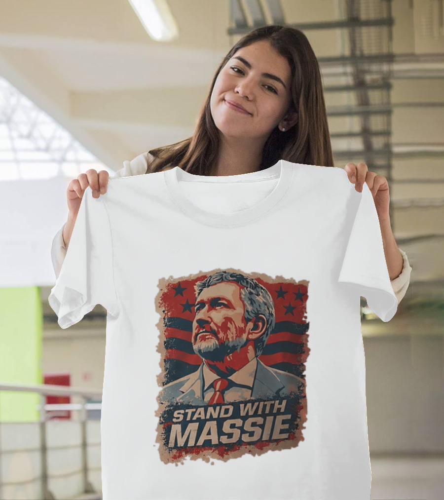 Stand With Massie Patriotic Political Artwork With Stars And Stripes T-Shirt