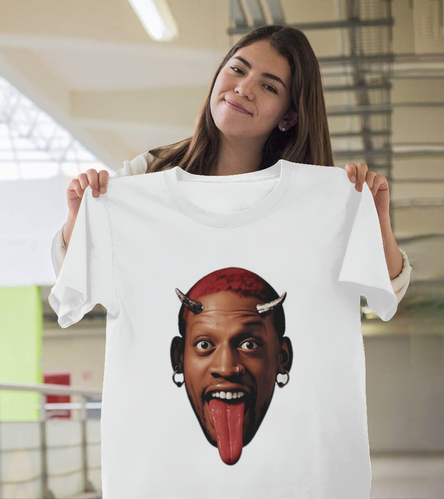 Dennis Rodman Big Face Devil Horns Chicago Bulls T-Shirt