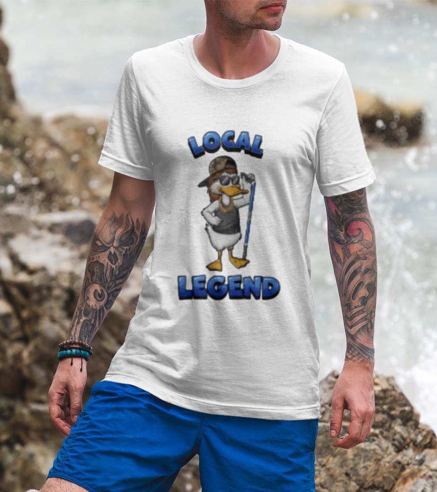 Duck Local Legend Hockey Player In Sunglasses And Cap T-Shirt