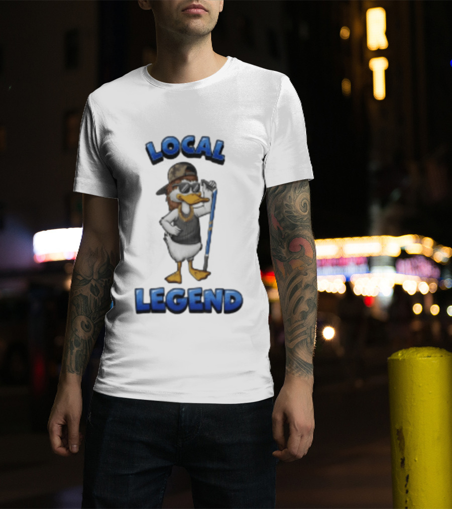 Duck Local Legend Hockey Player In Sunglasses And Cap T-Shirt