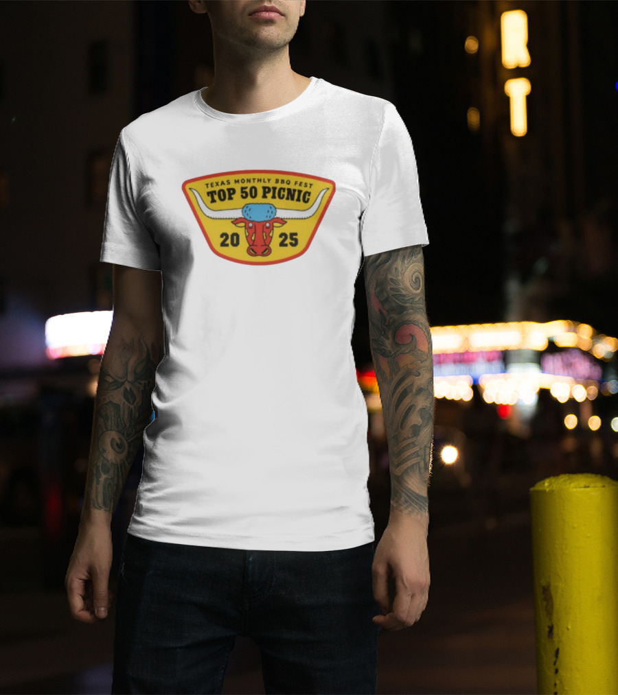 Texas Monthly BBQ Fest Top 50 Picnic 2025 Longhorn T-Shirt