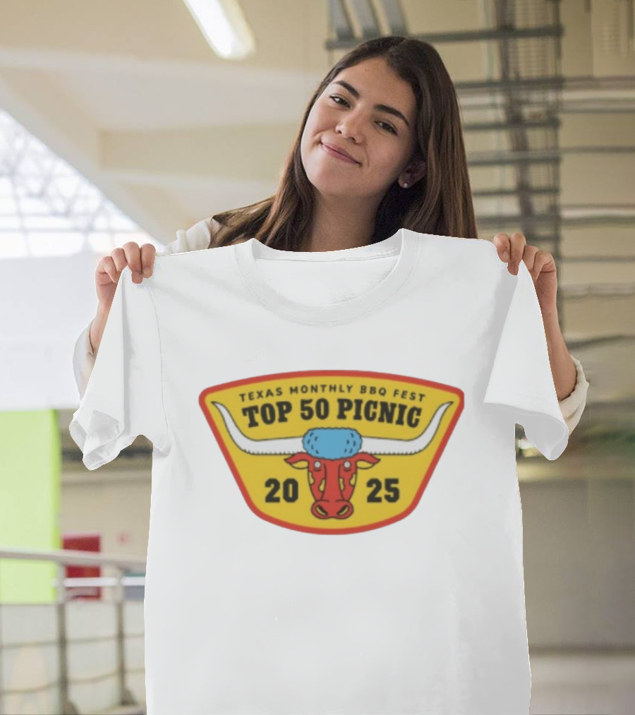 Texas Monthly BBQ Fest Top 50 Picnic 2025 Longhorn T-Shirt