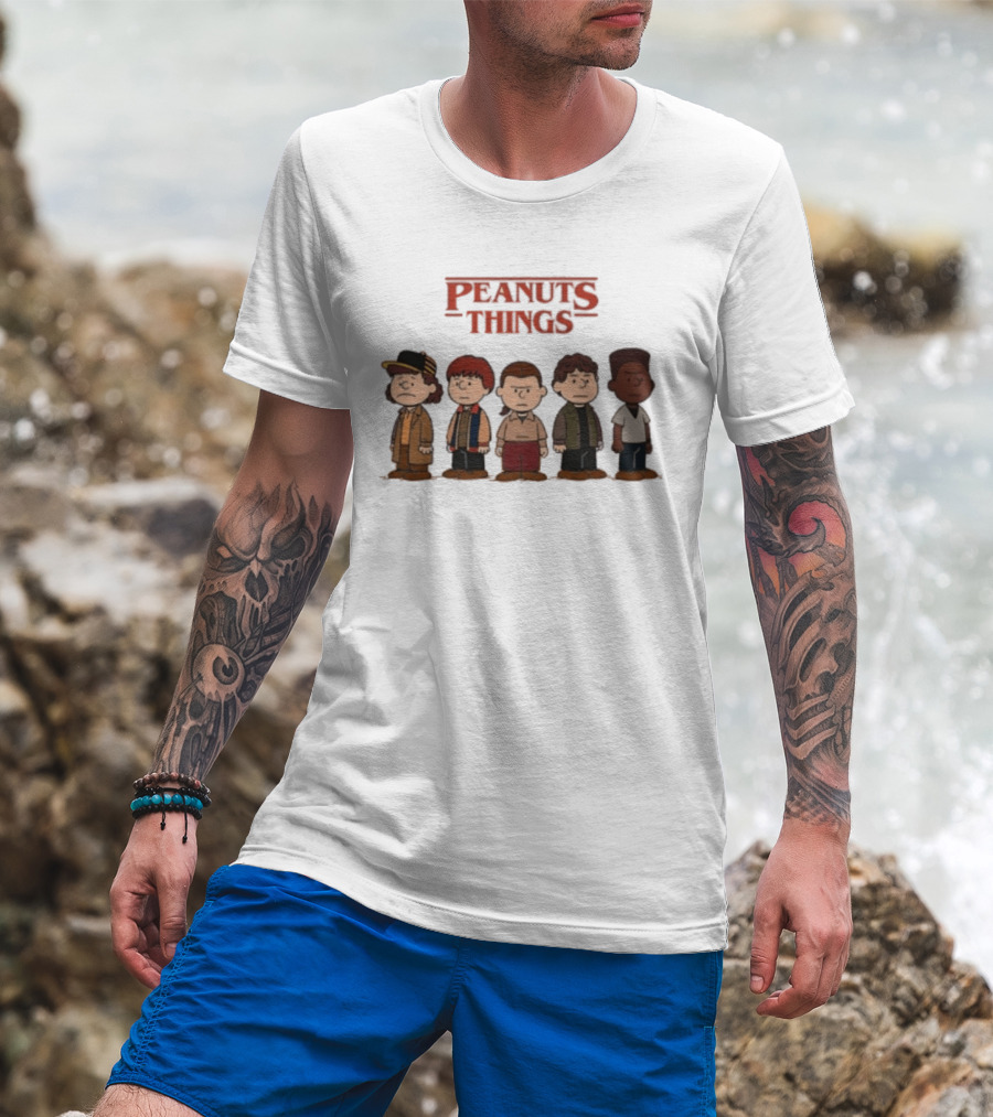 Peanuts Things Cartoon Characters Mashup Stranger 80s T-Shirt