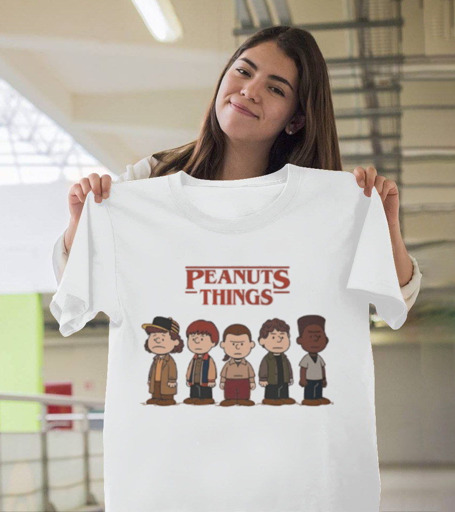 Peanuts Things Cartoon Characters Mashup Stranger 80s T-Shirt