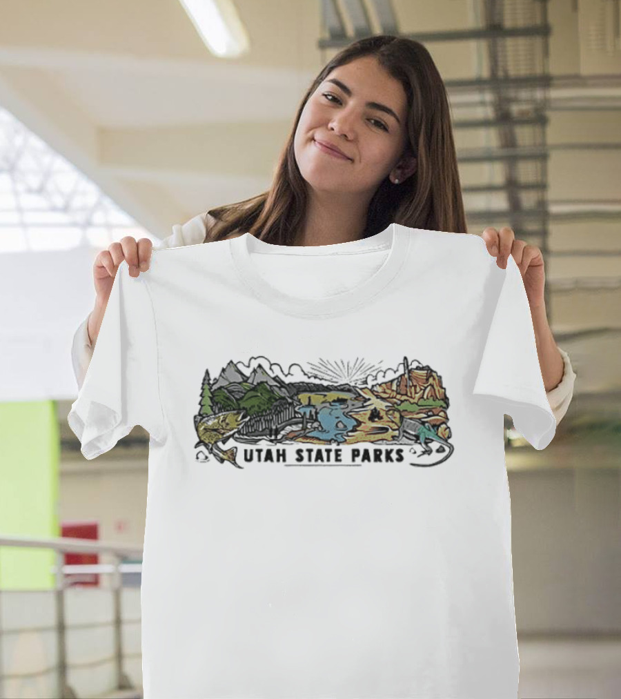 Utah State Parks Scenic Landscape With Mountains And Trees T-Shirt