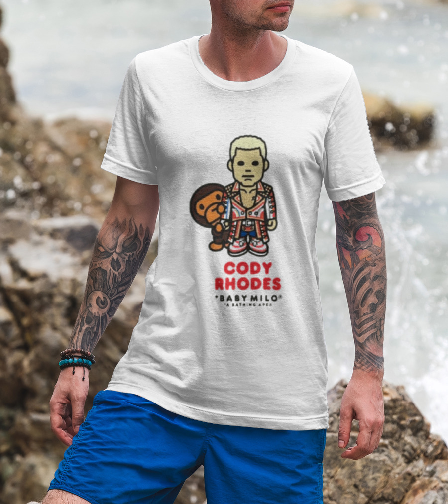 Cody Rhodes Baby Milo Wrestling Mens White Wwe Collaboration T-Shirt