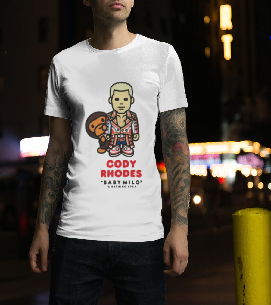 Cody Rhodes Baby Milo Wrestling Mens White Wwe Collaboration T-Shirt